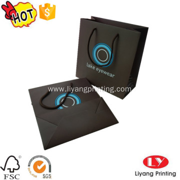 Black customized paper shopping bag with handle